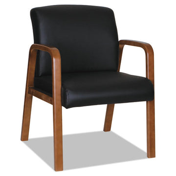 Alera® Alera Reception Lounge Wl Series Guest Chair, 24.21" X 24.8" X 32.67", Black Seat-back, Mahogany Base freeshipping - TVN Wholesale